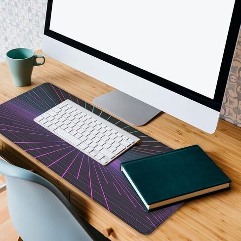 Cyber Grid Mouse Pad, Retro Neon Synthwave Background Gaming Desk Mat with Stitched Edges,Non-Slip Waterproof Rubber Base Mouse Mat, 31.5x11.8in Mouse Pads for Desk Home Office Gaming in Kuwait