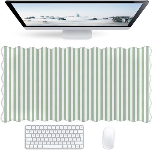 Checkered Pink Scalloped Mouse Pad,Cute Kawaii Gingham Large Desk Mat Non-Slip Rubber Base,Aesthetic Decor Gaming Computer Desk Pad for Office Laptop Mouse Keyboard Pad, 31.5" x 15.7", XL in Saudi Arabia