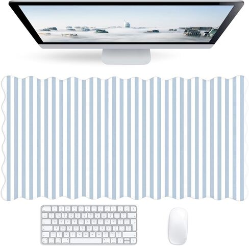 Checkered Pink Scalloped Mouse Pad,Cute Kawaii Gingham Large Desk Mat Non-Slip Rubber Base,Aesthetic Decor Gaming Computer Desk Pad for Office Laptop Mouse Keyboard Pad, 31.5" x 15.7", XL in Saudi Arabia