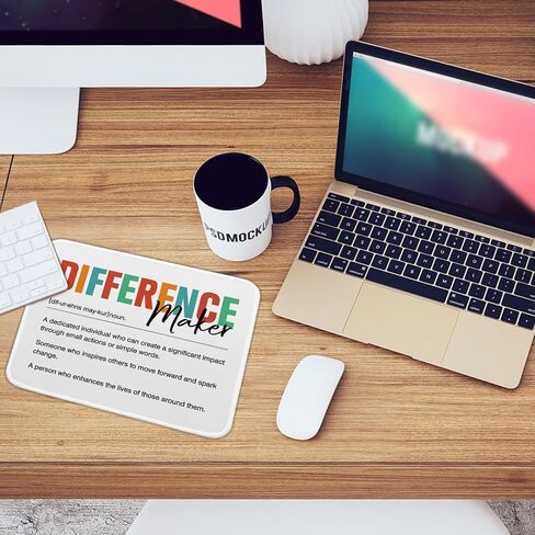 Difference Maker Funny Office Square Non-Slip Waterproof Stitched Edge Mouse Pad, for Wireless Mouse Computers Home, Gifts for Coworker Leader Mentor Teacher Boss Friend, Employee Appreciation Gifts in Kuwait