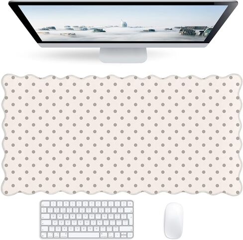 Checkered Pink Scalloped Mouse Pad,Cute Kawaii Gingham Large Desk Mat Non-Slip Rubber Base,Aesthetic Decor Gaming Computer Desk Pad for Office Laptop Mouse Keyboard Pad, 31.5" x 15.7", XL in Saudi Arabia