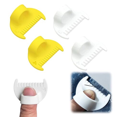 4 Pcs Edge Stitch Lock & Sewing Gauge Set - Precision Seam Guide Ruler for Hand Sewing, Quilting & Crafting - Ergonomic Stitching Guide Tool with 3mm/4mm Laser-Etched Scales (Yellow & White) in Saudi Arabia