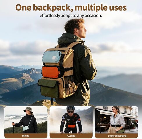 FLYINGFOX Men's and Women's Detachable Outdoor Sports and Casual Backpack with Laptop Compartment, Ideal for Daily Commuting, Outdoor Activities and School （black） in Kuwait