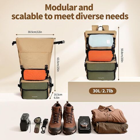 FLYINGFOX Men's and Women's Detachable Outdoor Sports and Casual Backpack with Laptop Compartment, Ideal for Daily Commuting, Outdoor Activities and School （black） in Kuwait