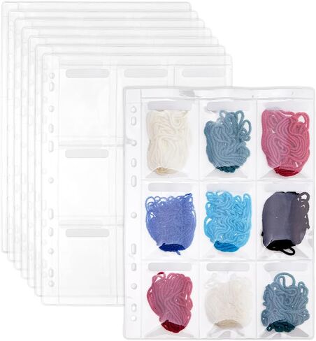SUPERFINDINGS 8 Pack Binder Page for Embroidery Floss Cross Stitch 9 Grids Sewing Organizer 8.8x6.4cm Floss Organizers Bags Portable White PVC Thread Holder for DIY Craft Embroidery Sewing Storage in Kuwait