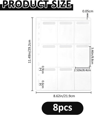 SUPERFINDINGS 8 Pack Binder Page for Embroidery Floss Cross Stitch 9 Grids Sewing Organizer 8.8x6.4cm Floss Organizers Bags Portable White PVC Thread Holder for DIY Craft Embroidery Sewing Storage in Kuwait