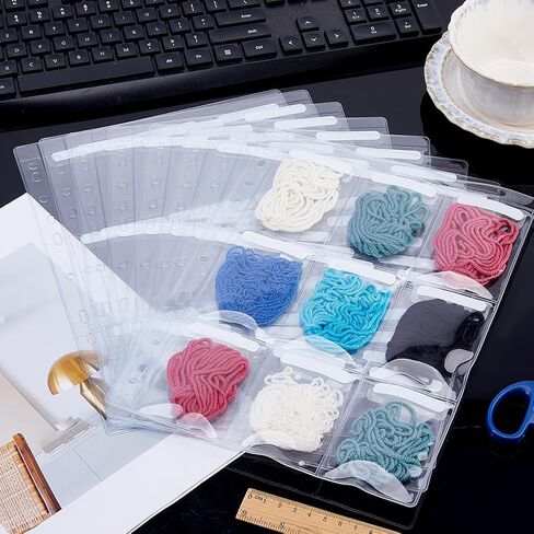 SUPERFINDINGS 8 Pack Binder Page for Embroidery Floss Cross Stitch 9 Grids Sewing Organizer 8.8x6.4cm Floss Organizers Bags Portable White PVC Thread Holder for DIY Craft Embroidery Sewing Storage in Kuwait