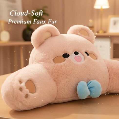 Cute Plush Bear Car Headrest & Lumbar Support Set, Soft Neck & Back Support Pillow for Comfortable Driving All Season in Kuwait