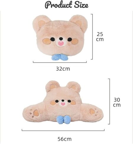 Cute Plush Bear Car Headrest & Lumbar Support Set, Soft Neck & Back Support Pillow for Comfortable Driving All Season in Kuwait