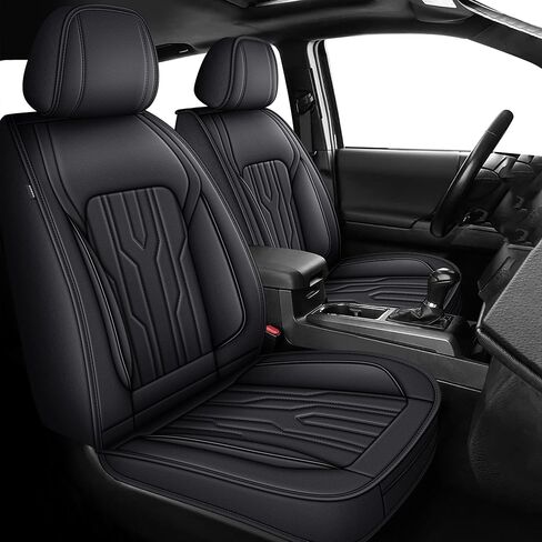Seat Covers Full Set Compatible with 2024 2025 2026 Toyota Tacoma Double Crew Cab Waterproof Leather Seat Protectors Custom Fit for Trucks (Black&Grey) in Saudi Arabia