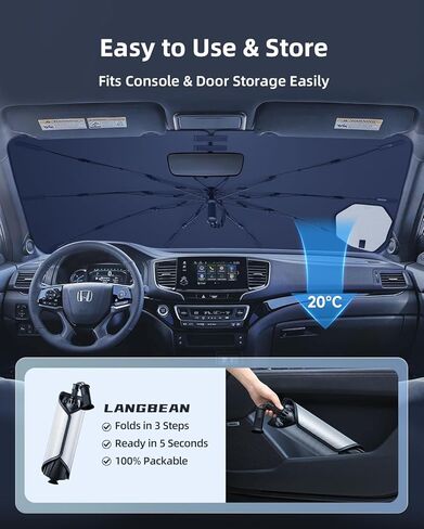 [2026 Upgrade] Windshield Sun Shade Cover for Honda Passport 2026 2025-2019 - Front Window Shades Umbrella for Windshield Sun Visor Protector, Foldable Sunshades Block UV Cooler Car Accessories in Saudi Arabia