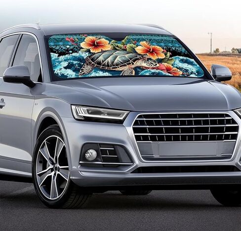 Aztec Sea Turtle Sun Shade for Car Windshield Animal Turtle Sunshade for Car Front Window and Interior Sun Protection Automotive Accessories Automotive Window Sunshade Protector,Universal Fit in Kuwait