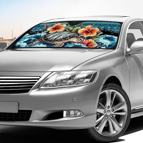 Aztec Sea Turtle Sun Shade for Car Windshield Animal Turtle Sunshade for Car Front Window and Interior Sun Protection Automotive Accessories Automotive Window Sunshade Protector,Universal Fit in Kuwait