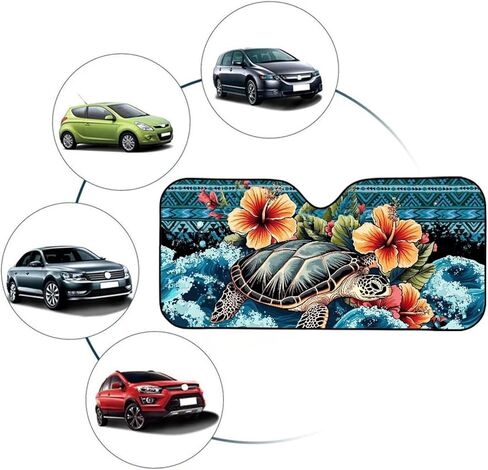 Aztec Sea Turtle Sun Shade for Car Windshield Animal Turtle Sunshade for Car Front Window and Interior Sun Protection Automotive Accessories Automotive Window Sunshade Protector,Universal Fit in Kuwait