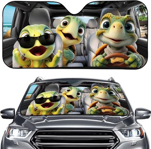 Aztec Sea Turtle Sun Shade for Car Windshield Animal Turtle Sunshade for Car Front Window and Interior Sun Protection Automotive Accessories Automotive Window Sunshade Protector,Universal Fit in Kuwait