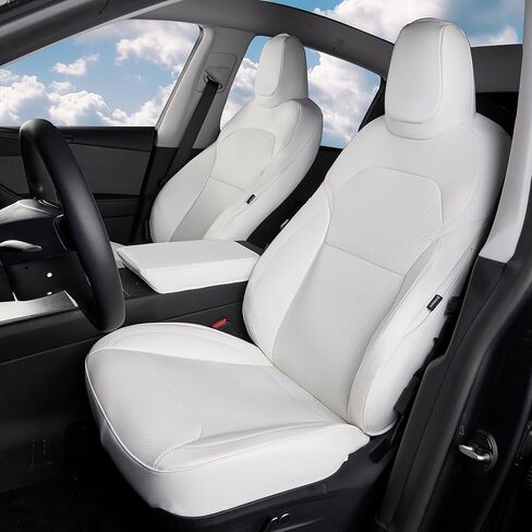 Car Seat Covers for Tesla Model Y seat Cover 2025 2026 Juniper Full Set Custom Front & Back Seat Protector Accessories Breathable Easy to Clean White in Saudi Arabia