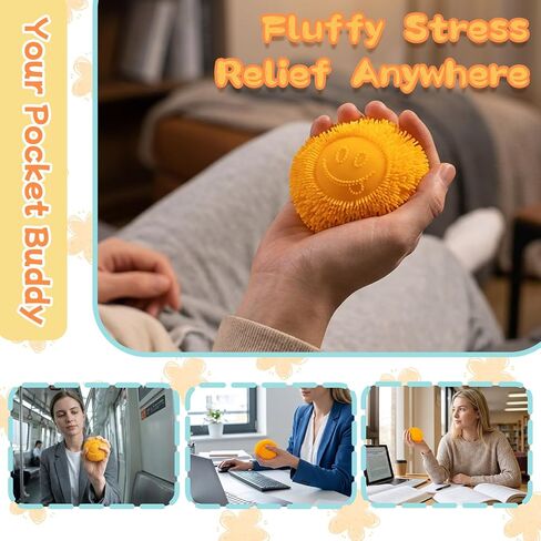 Smile Face Fuzz Stress Ball - Soft Squishy Fidget Toy for Anxiety Relief, Squish Sensory Fidget Toy, Soft Squishy Ball for Kids Adults ADHD Autism in Saudi Arabia