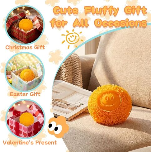 Smile Face Fuzz Stress Ball - Soft Squishy Fidget Toy for Anxiety Relief, Squish Sensory Fidget Toy, Soft Squishy Ball for Kids Adults ADHD Autism in Saudi Arabia