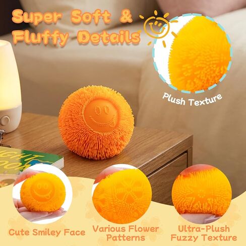 Smile Face Fuzz Stress Ball - Soft Squishy Fidget Toy for Anxiety Relief, Squish Sensory Fidget Toy, Soft Squishy Ball for Kids Adults ADHD Autism in Saudi Arabia