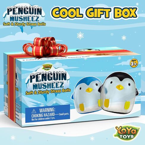 YoYa Toys Musheez Penguin Squishy Stress Balls 2-Pack - Sensory Fidget Toy - Fun to Squeeze and Stretch - Soft Penguin Squishies Stress Relief Ball for Kids - Cute for Boys and Girls in Saudi Arabia