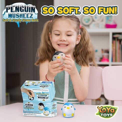 YoYa Toys Musheez Penguin Squishy Stress Balls 2-Pack - Sensory Fidget Toy - Fun to Squeeze and Stretch - Soft Penguin Squishies Stress Relief Ball for Kids - Cute for Boys and Girls in Saudi Arabia