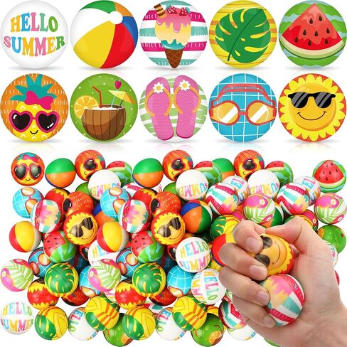 Liliful 60 Pcs Summer Stress Balls Hawaiian Beach Foam Squeeze Stress Ball Swimming Pool Sensory Fidget Beach Supplies Party Favor Goodie Bag Stuffers in Kuwait