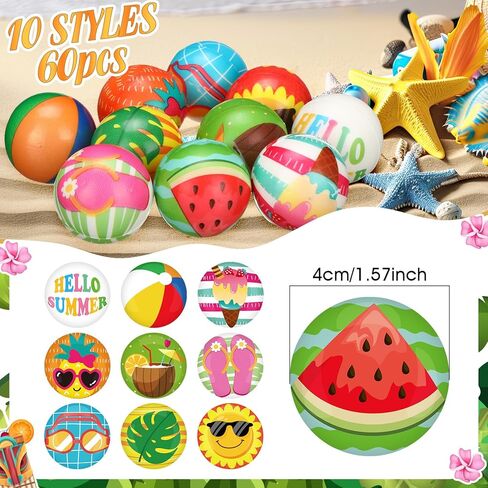 Liliful 60 Pcs Summer Stress Balls Hawaiian Beach Foam Squeeze Stress Ball Swimming Pool Sensory Fidget Beach Supplies Party Favor Goodie Bag Stuffers in Kuwait