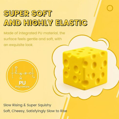 Super Cheese Squishy, Big Cheese Squishy Squeezy Cheese Upgraded One-Piece PU Slow Rising Stress Relief Toy, 2.76 Inch Large Sensory Fidget Cube for Adults Kids, Graduation Gift in Saudi Arabia