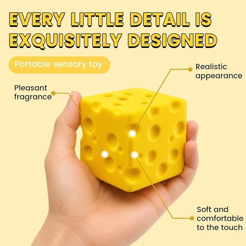 Super Cheese Squishy, Big Cheese Squishy Squeezy Cheese Upgraded One-Piece PU Slow Rising Stress Relief Toy, 2.76 Inch Large Sensory Fidget Cube for Adults Kids, Graduation Gift in Saudi Arabia