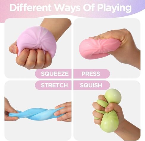 Dumpling Squishy 1 Pack, Dumpling Squishies Fidget Sensory Toys, Colorful Dumplings Stress Balls for Anxiety Relief, Bao Bun Squishy for Kids Adults Presents(Pink) in Saudi Arabia