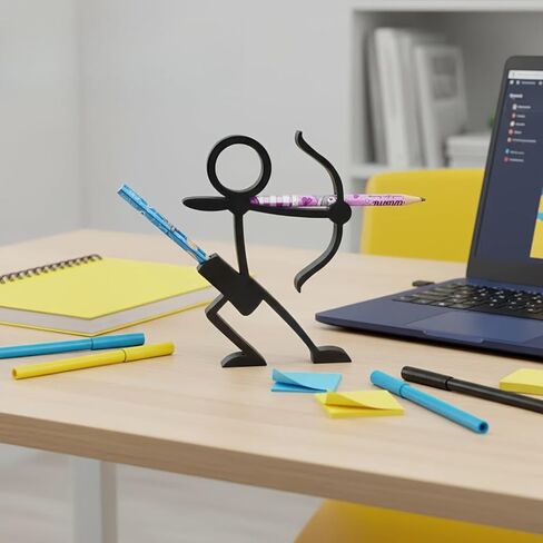 Creative Archer Pen Holder, Cool 3D Printed Stickman Pencil Display Stand, Fun Desktop Decoration & Executive Desk Toy, Holding 2 Pens for Home Office Setup in Kuwait