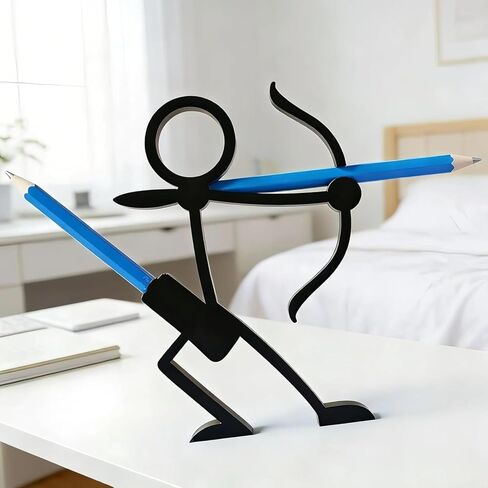 Creative Archer Pen Holder, Cool 3D Printed Stickman Pencil Display Stand, Fun Desktop Decoration & Executive Desk Toy, Holding 2 Pens for Home Office Setup in Kuwait
