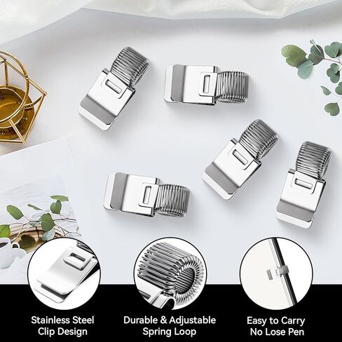 5 Pack Spring Loop Pen Holder for Notebook, Metal Pen Holder Clip for Journal, Planner, Clipboard and Folder, Silver, Fits Boards Under 2mm in Saudi Arabia