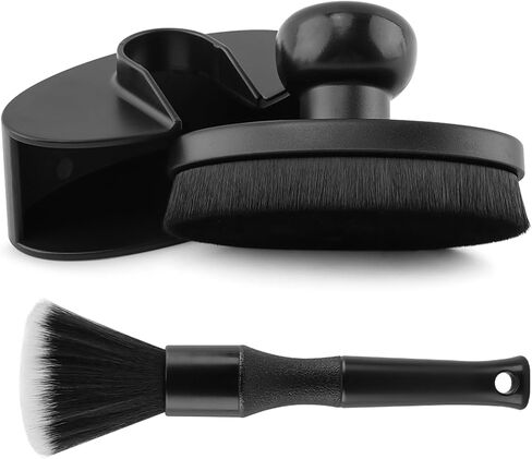 Car Tire Shine Applicator, Automotive Tire Dressing Applicator Brush with Storage Stand for Vehicles Tires Shine Polish Wax and Car Wash, with Cars Interior Cleaning Brush in Saudi Arabia