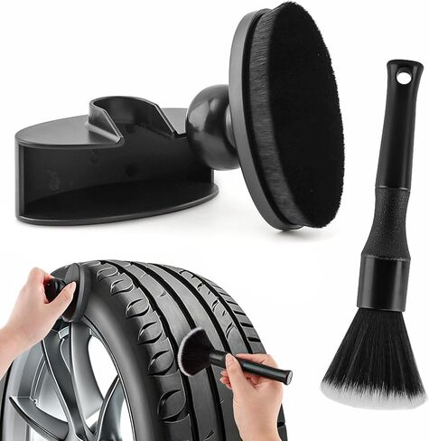 Car Tire Shine Applicator, Automotive Tire Dressing Applicator Brush with Storage Stand for Vehicles Tires Shine Polish Wax and Car Wash, with Cars Interior Cleaning Brush in Saudi Arabia