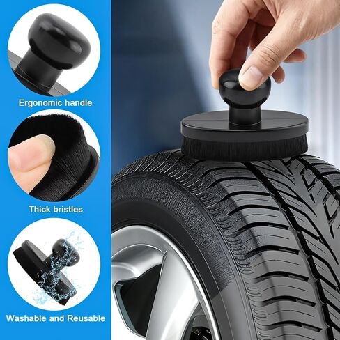 Car Tire Shine Applicator, Automotive Tire Dressing Applicator Brush with Storage Stand for Vehicles Tires Shine Polish Wax and Car Wash, with Cars Interior Cleaning Brush in Saudi Arabia