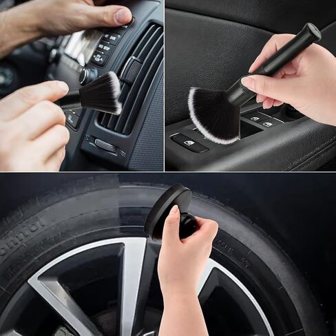 Car Tire Shine Applicator, Automotive Tire Dressing Applicator Brush with Storage Stand for Vehicles Tires Shine Polish Wax and Car Wash, with Cars Interior Cleaning Brush in Saudi Arabia