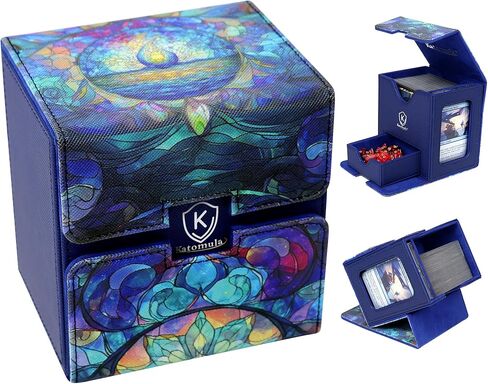 Katomula Card Deck Box for MTG Commander, Trading Cards Case Holds 100 Double-Sleeved Cards with Commander Display and Dice Tray-Forest in Saudi Arabia