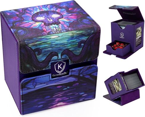 Katomula Card Deck Box for MTG Commander, Trading Cards Case Holds 100 Double-Sleeved Cards with Commander Display and Dice Tray-Forest in Kuwait
