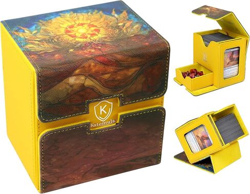 Katomula Card Deck Box for MTG Commander, Trading Cards Case Holds 100 Double-Sleeved Cards with Commander Display and Dice Tray-Forest in Kuwait