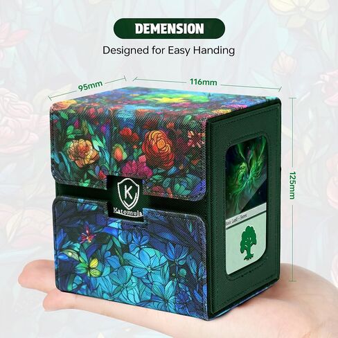 Katomula Card Deck Box for MTG Commander, Trading Cards Case Holds 100 Double-Sleeved Cards with Commander Display and Dice Tray-Forest in Kuwait
