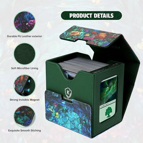 Katomula Card Deck Box for MTG Commander, Trading Cards Case Holds 100 Double-Sleeved Cards with Commander Display and Dice Tray-Forest in Kuwait