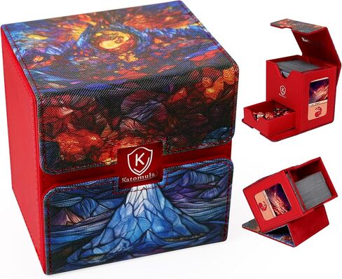 Katomula Card Deck Box for MTG Commander, Trading Cards Case Holds 100 Double-Sleeved Cards with Commander Display and Dice Tray-Forest in Kuwait