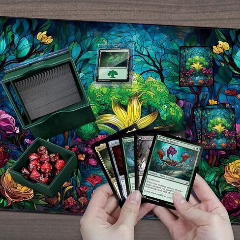 Katomula Card Deck Box for MTG Commander, Trading Cards Case Holds 100 Double-Sleeved Cards with Commander Display and Dice Tray-Forest in Kuwait
