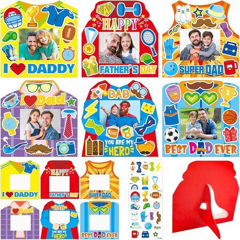 TENDFINE 30 Pack Happy Father's Day Photo Frame Craft Kits for Best Dad Picture Frame Craft Kits Home Decoration Fathers Day Gift Party Activity in Saudi Arabia