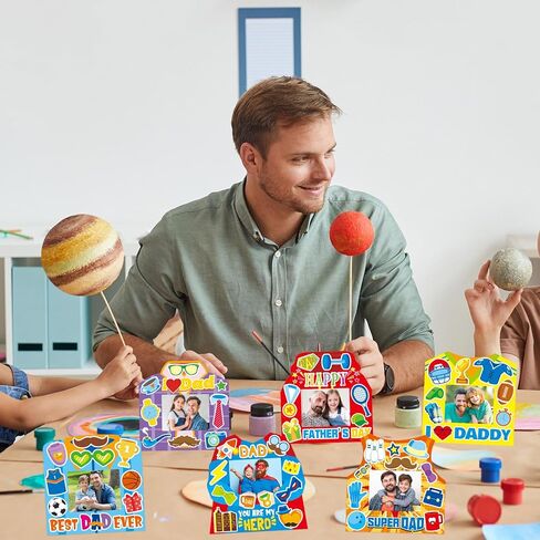 TENDFINE 30 Pack Happy Father's Day Photo Frame Craft Kits for Best Dad Picture Frame Craft Kits Home Decoration Fathers Day Gift Party Activity in Saudi Arabia