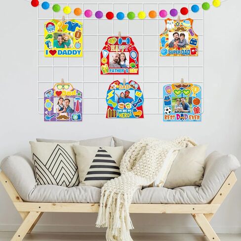 TENDFINE 30 Pack Happy Father's Day Photo Frame Craft Kits for Best Dad Picture Frame Craft Kits Home Decoration Fathers Day Gift Party Activity in Saudi Arabia