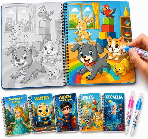 كتب تلوين مائية من FIESTA CART للأطفال الصغار الذين تتراوح أعمارهم بين 2-5 سنوات - 5 عبوات قابلة لإعادة الاستخدام خالية من الفوضى وكتب الرسم المائي للأطفال، وأنشطة السفر للأطفال الصغار، وألعاب مونتيسوري التعليمية للبنين والبنات in Saudi Arabia