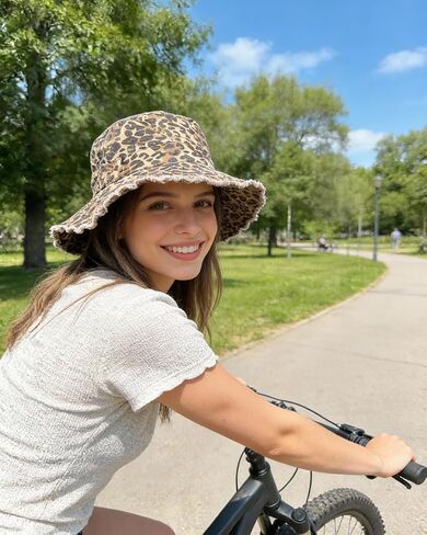 Women Fashion Leopard Print Bucket Hat Sun Hat Tassel Edge Fisherman Cap in Saudi Arabia