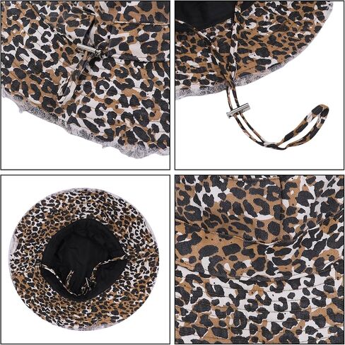 Women Fashion Leopard Print Bucket Hat Sun Hat Tassel Edge Fisherman Cap in Saudi Arabia